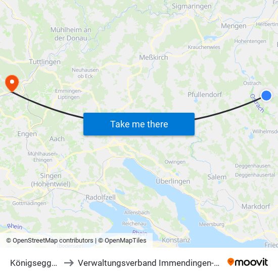 Königseggwald to Verwaltungsverband Immendingen-Geisingen map