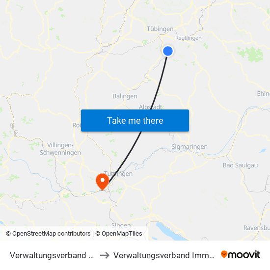 Verwaltungsverband Steinlach-Wiesaz to Verwaltungsverband Immendingen-Geisingen map