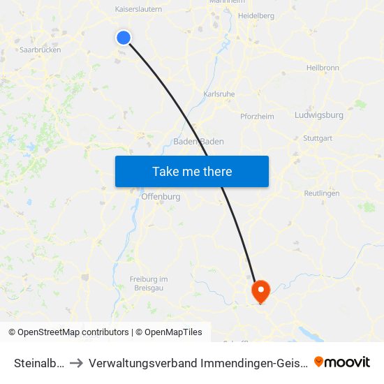 Steinalben to Verwaltungsverband Immendingen-Geisingen map