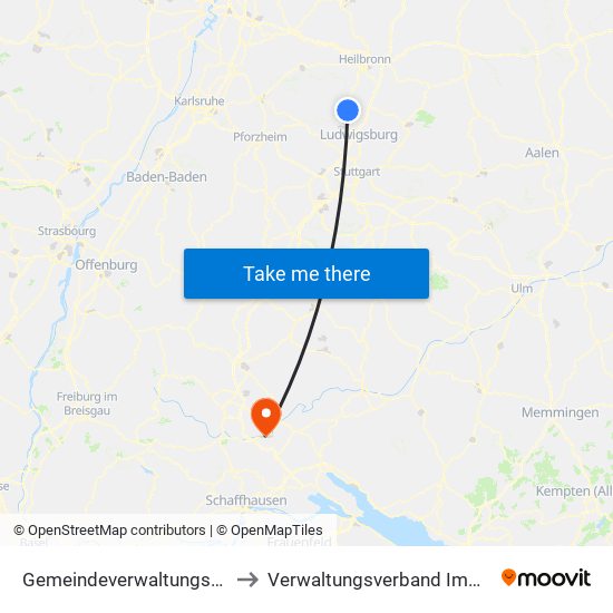 Gemeindeverwaltungsverband Besigheim to Verwaltungsverband Immendingen-Geisingen map