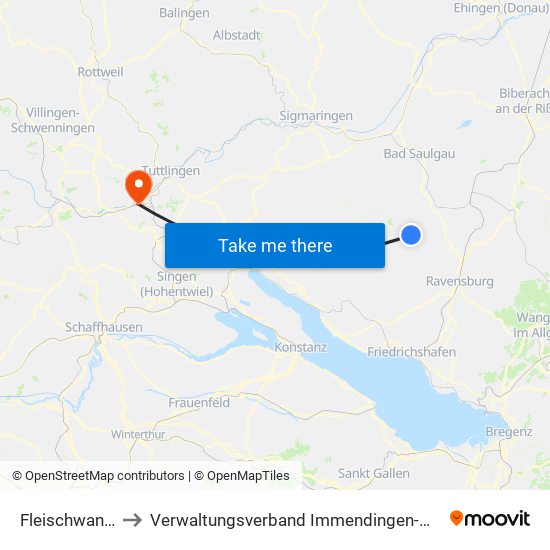 Fleischwangen to Verwaltungsverband Immendingen-Geisingen map