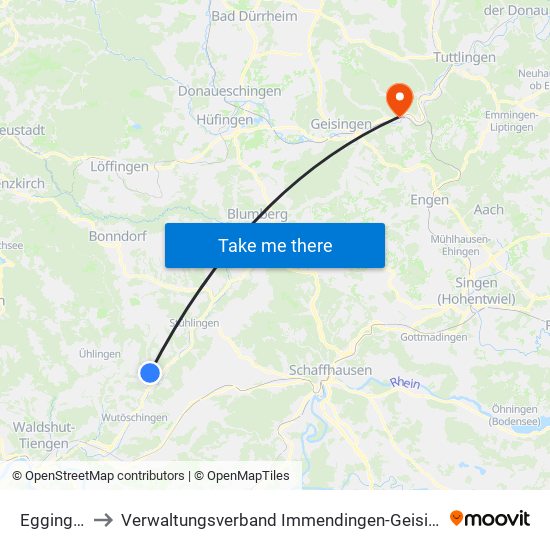 Eggingen to Verwaltungsverband Immendingen-Geisingen map