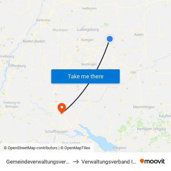 Gemeindeverwaltungsverband Plüderhausen-Urbach to Verwaltungsverband Immendingen-Geisingen map