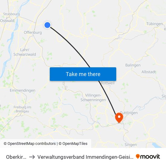 Oberkirch to Verwaltungsverband Immendingen-Geisingen map