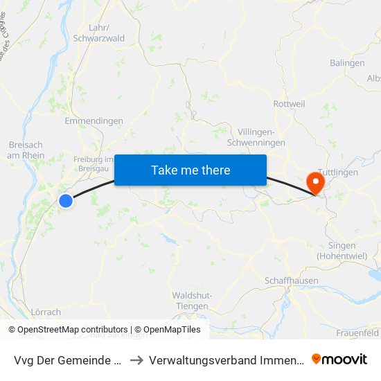 Vvg Der Gemeinde Ehrenkirchen to Verwaltungsverband Immendingen-Geisingen map