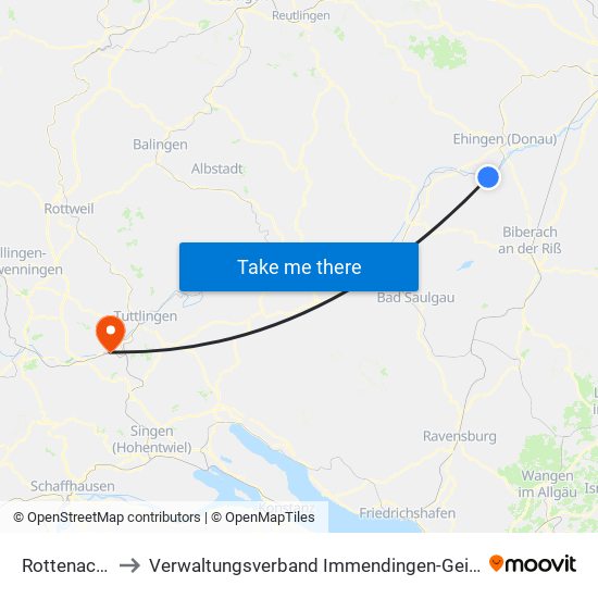Rottenacker to Verwaltungsverband Immendingen-Geisingen map
