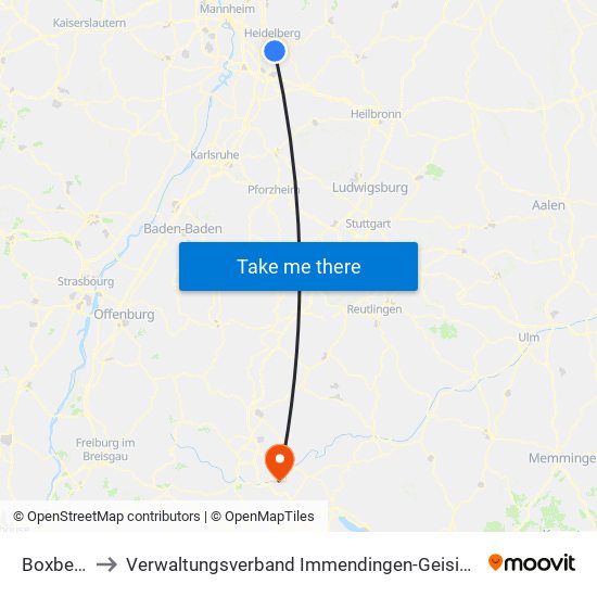 Boxberg to Verwaltungsverband Immendingen-Geisingen map