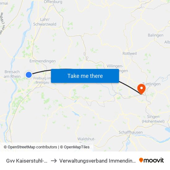 Gvv Kaiserstuhl-Tuniberg to Verwaltungsverband Immendingen-Geisingen map