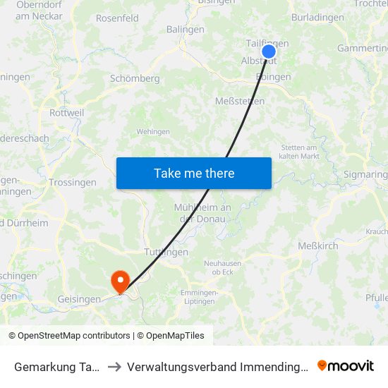 Gemarkung Tailfingen to Verwaltungsverband Immendingen-Geisingen map