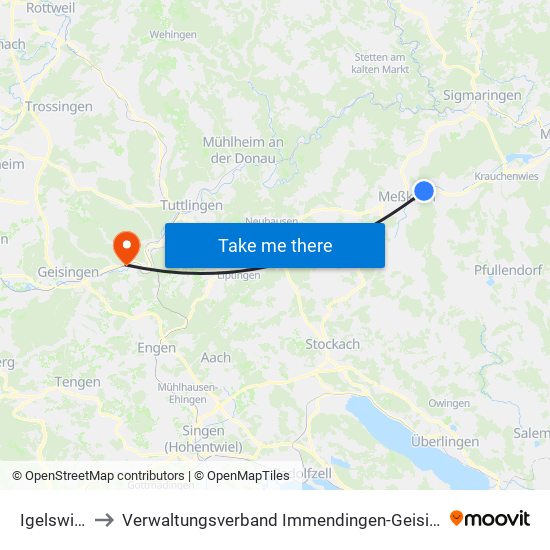 Igelswies to Verwaltungsverband Immendingen-Geisingen map