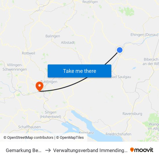 Gemarkung Bechingen to Verwaltungsverband Immendingen-Geisingen map