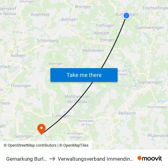 Gemarkung Burladingen to Verwaltungsverband Immendingen-Geisingen map