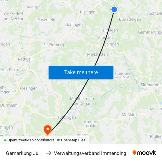 Gemarkung Jungingen to Verwaltungsverband Immendingen-Geisingen map