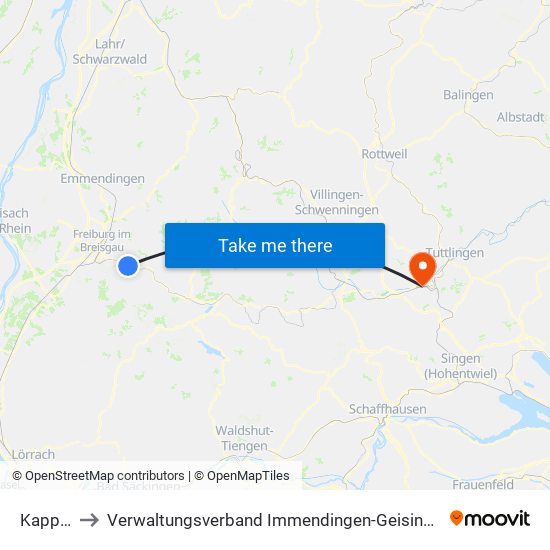 Kappel to Verwaltungsverband Immendingen-Geisingen map
