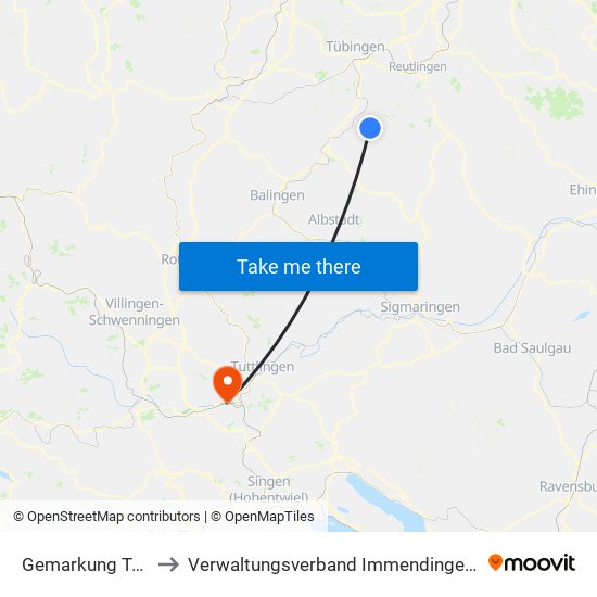 Gemarkung Talheim to Verwaltungsverband Immendingen-Geisingen map