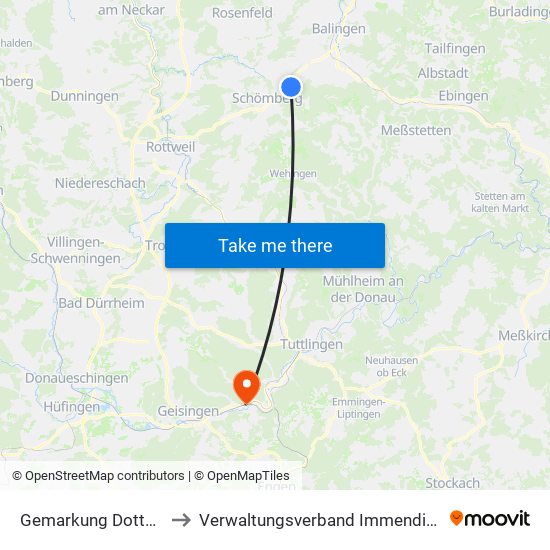 Gemarkung Dotternhausen to Verwaltungsverband Immendingen-Geisingen map