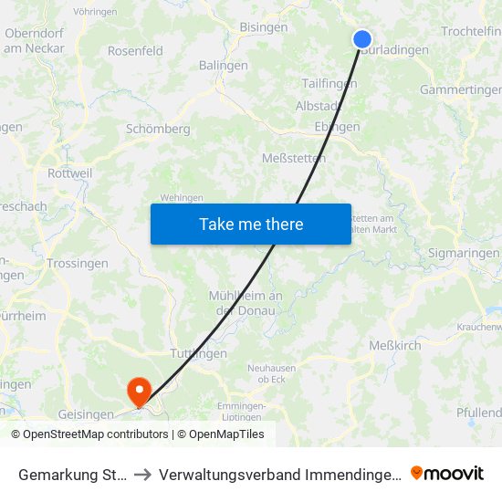 Gemarkung Starzeln to Verwaltungsverband Immendingen-Geisingen map