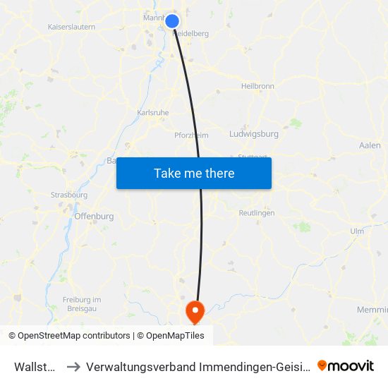Wallstadt to Verwaltungsverband Immendingen-Geisingen map