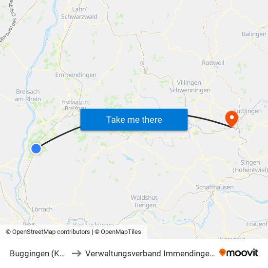 Buggingen (Kernort) to Verwaltungsverband Immendingen-Geisingen map