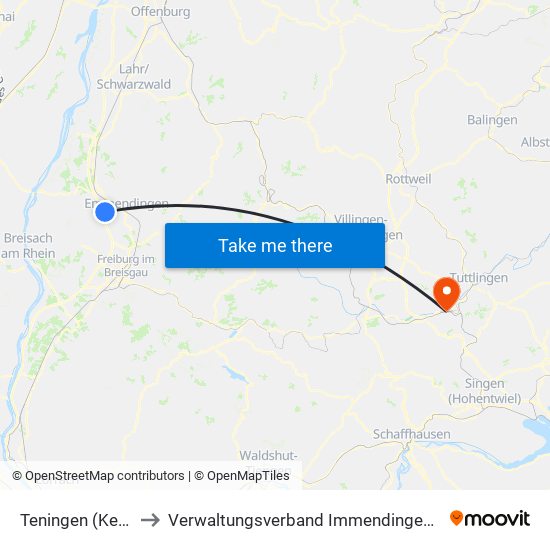 Teningen (Kernort) to Verwaltungsverband Immendingen-Geisingen map