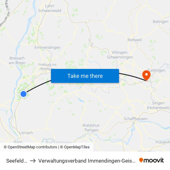 Seefelden to Verwaltungsverband Immendingen-Geisingen map