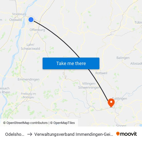 Odelshofen to Verwaltungsverband Immendingen-Geisingen map