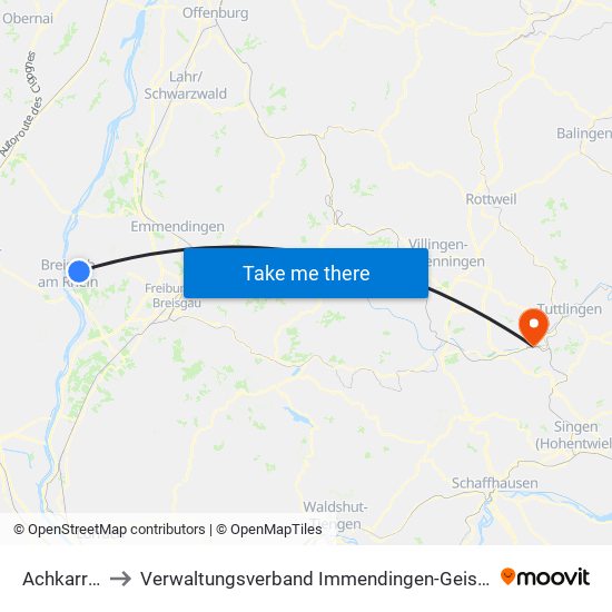Achkarren to Verwaltungsverband Immendingen-Geisingen map