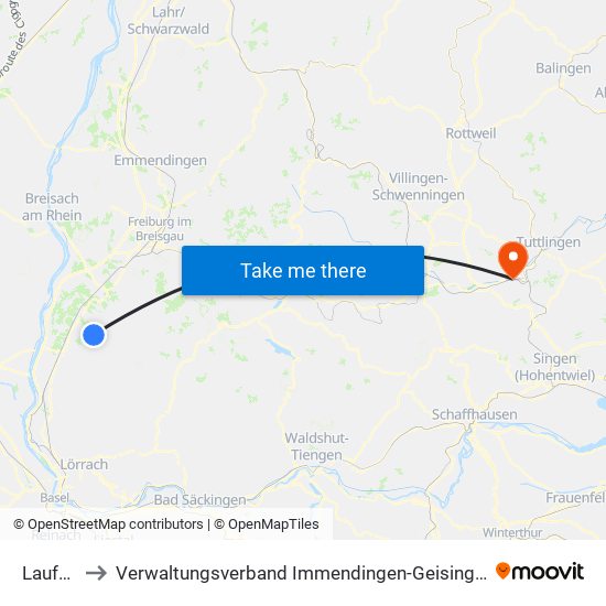 Laufen to Verwaltungsverband Immendingen-Geisingen map