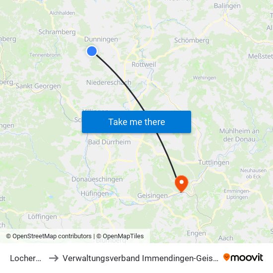 Locherhof to Verwaltungsverband Immendingen-Geisingen map