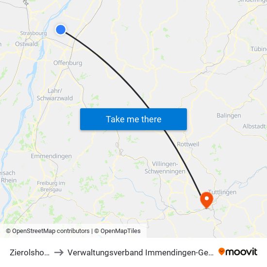 Zierolshofen to Verwaltungsverband Immendingen-Geisingen map