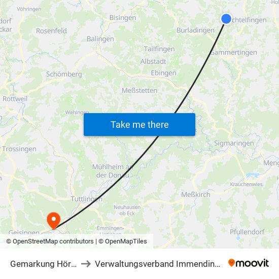 Gemarkung Hörschwag to Verwaltungsverband Immendingen-Geisingen map