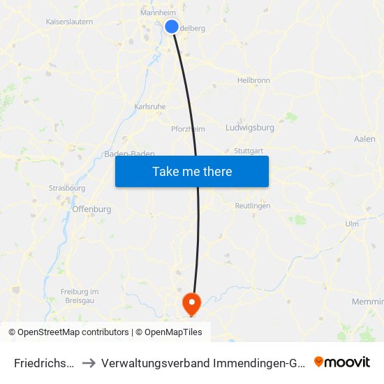 Friedrichsfeld to Verwaltungsverband Immendingen-Geisingen map