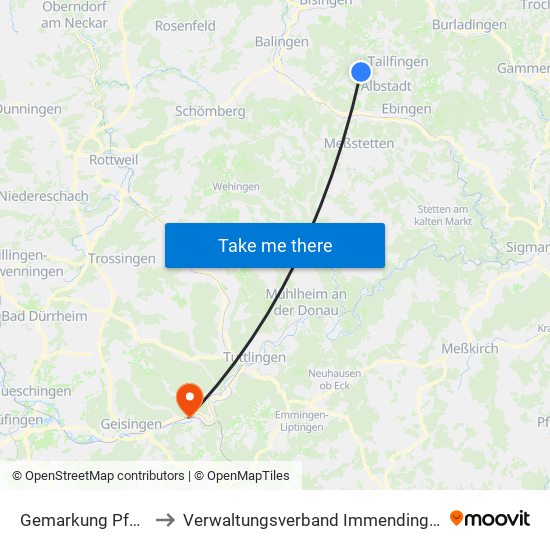 Gemarkung Pfeffingen to Verwaltungsverband Immendingen-Geisingen map