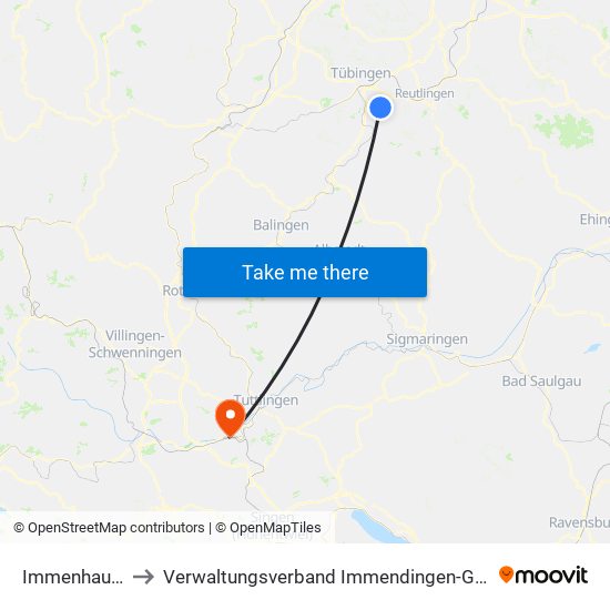 Immenhausen to Verwaltungsverband Immendingen-Geisingen map