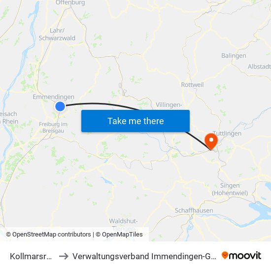 Kollmarsreute to Verwaltungsverband Immendingen-Geisingen map
