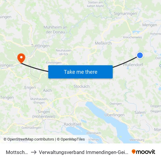 Mottschieß to Verwaltungsverband Immendingen-Geisingen map