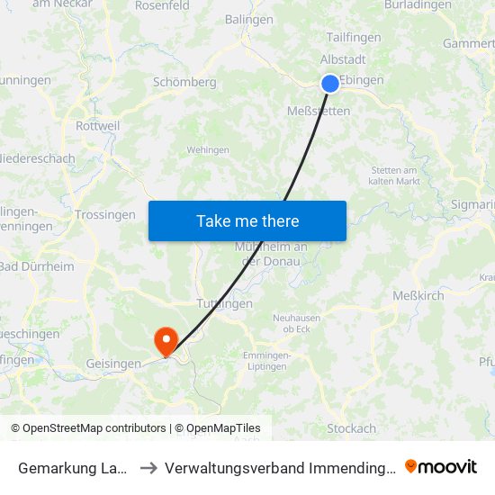 Gemarkung Lautlingen to Verwaltungsverband Immendingen-Geisingen map