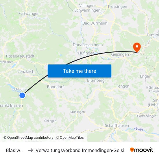 Blasiwald to Verwaltungsverband Immendingen-Geisingen map