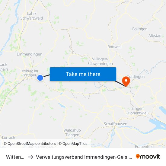 Wittental to Verwaltungsverband Immendingen-Geisingen map