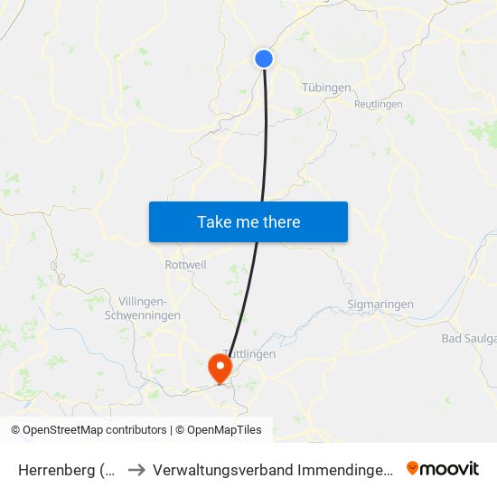 Herrenberg (Stadt) to Verwaltungsverband Immendingen-Geisingen map