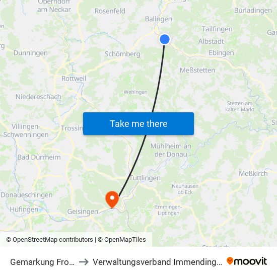 Gemarkung Frommern to Verwaltungsverband Immendingen-Geisingen map