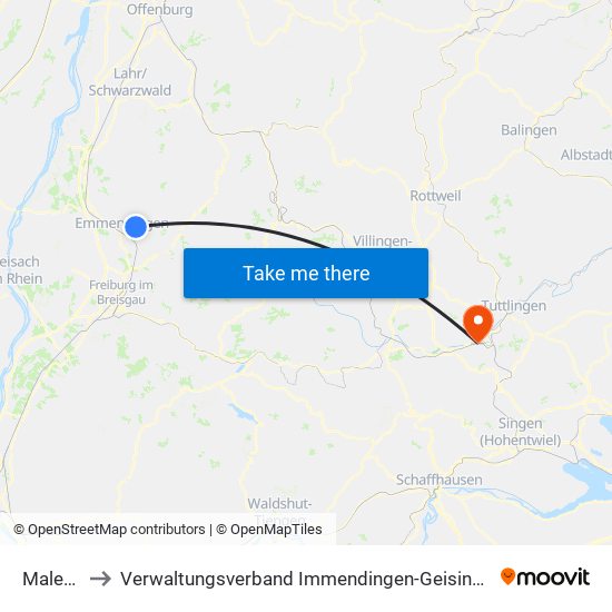 Maleck to Verwaltungsverband Immendingen-Geisingen map