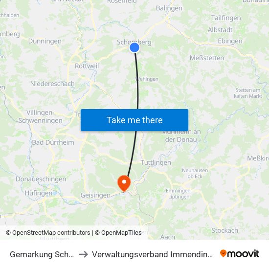 Gemarkung Schömberg to Verwaltungsverband Immendingen-Geisingen map
