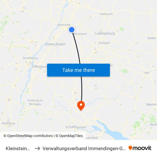 Kleinsteinbach to Verwaltungsverband Immendingen-Geisingen map