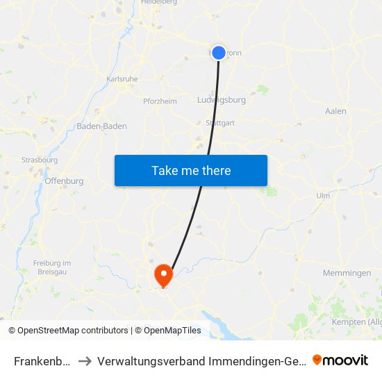 Frankenbach to Verwaltungsverband Immendingen-Geisingen map