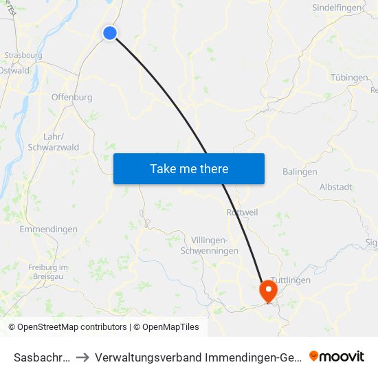 Sasbachried to Verwaltungsverband Immendingen-Geisingen map