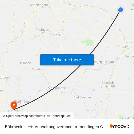 Böhmenkirch to Verwaltungsverband Immendingen-Geisingen map