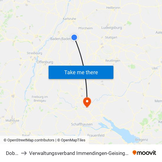 Dobel to Verwaltungsverband Immendingen-Geisingen map