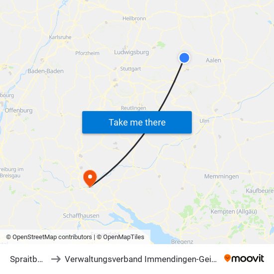 Spraitbach to Verwaltungsverband Immendingen-Geisingen map