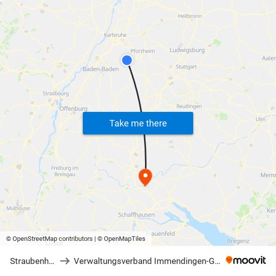 Straubenhardt to Verwaltungsverband Immendingen-Geisingen map